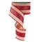 RG Ribbon 2.5" Farmhouse Glam Glitter Stripe with Wired Edges (Red, Natural, 10 Yards) - For Bows, Wreaths, Crafts, and Decorations - Christmas, Valentine's Day, 4th of July